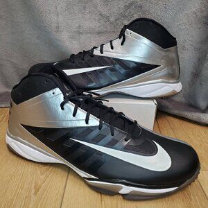 Size 19 Nike Vapor Pro 3/4 Nubby Football Cleats Turfs Black Silver 527878-010